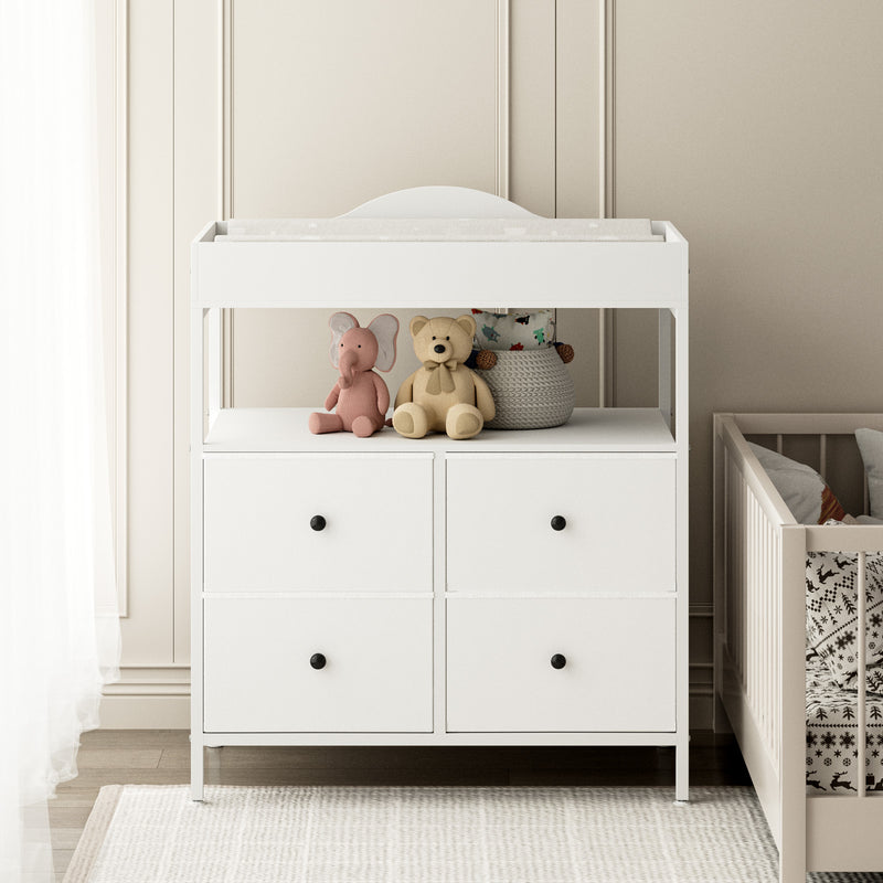 Advwin Baby Changing Table w/ 4 Storage Drawers