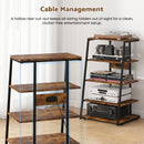 Advwin 5-Tier End Table w/ Charging Station & LED Lights