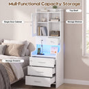 Advwin 125cm Tall Bedside Table with Charging Station