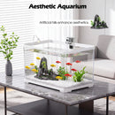 Advwin Fish Tank 50L with Artificial Hill 3-Color Lighting