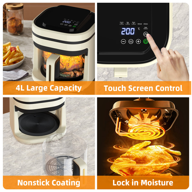 Advwin 4L Electric Hot Glass Air Fryers Oven