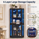 Advwin Corner Bar Cabinet with LED & Wine Glass Rack