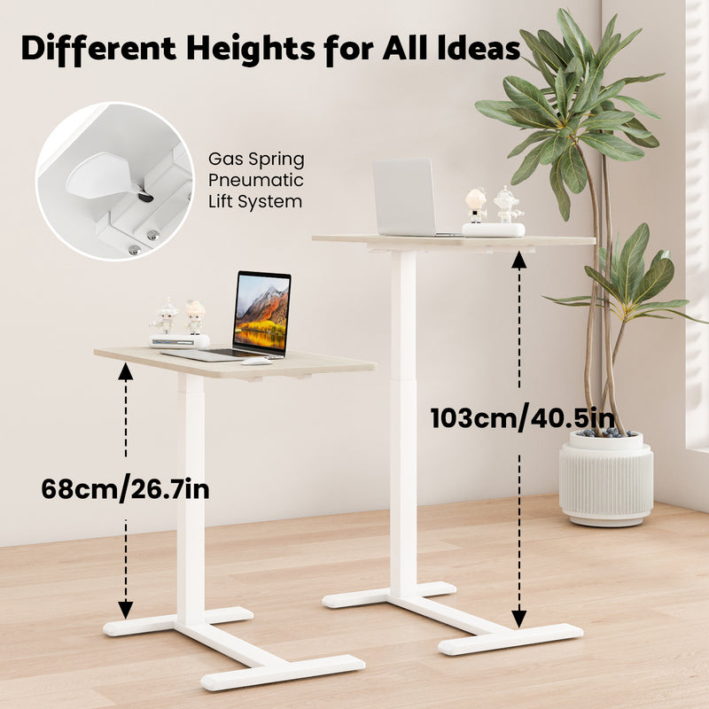 Advwin Mobile Standing Desk Pneumatic Height Adjustable
