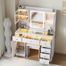 Advwin Dressing Table Set w/ Glass Desktop LED Light