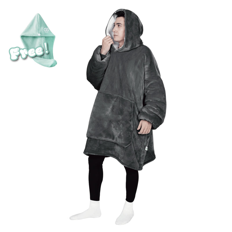 Advwin Oversized Sherpa Wearable Blanket Hoodie Adult