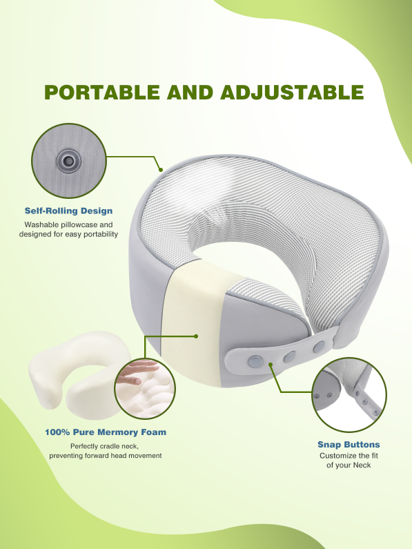 Compact 100% Pure Memory Foam Neck Pillow