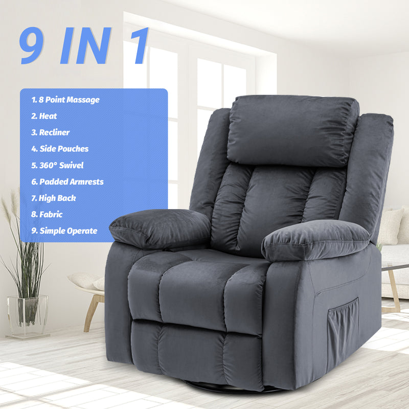 Advwin 360° Swivel Heated Recliner Massage Chair
