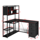 Advwin L Shaped Gaming Desk with LED Lights 148cm