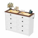 Advwin 8 Drawers Dresser with LED Lights & Glass Top