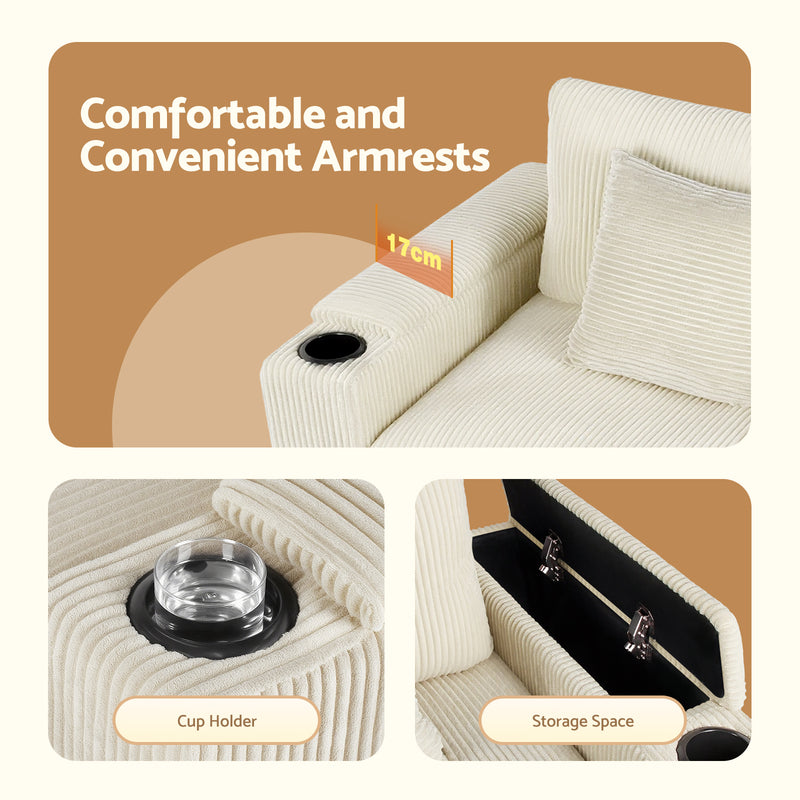 Advwin Corduroy Single Sofa with Storage