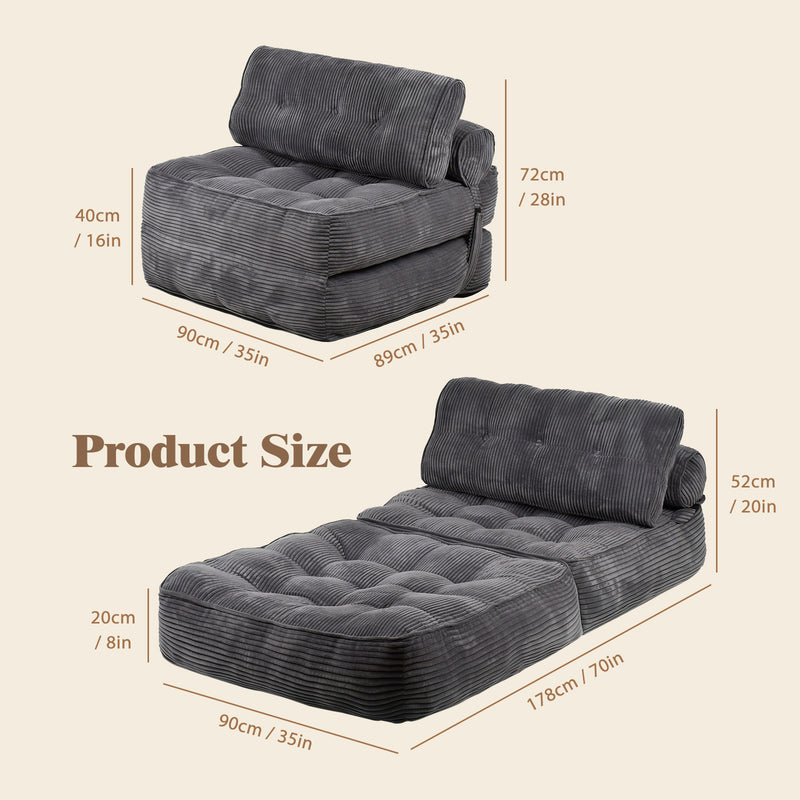 Advwin 3-in-1 Folding Sofa Bed with Pillow