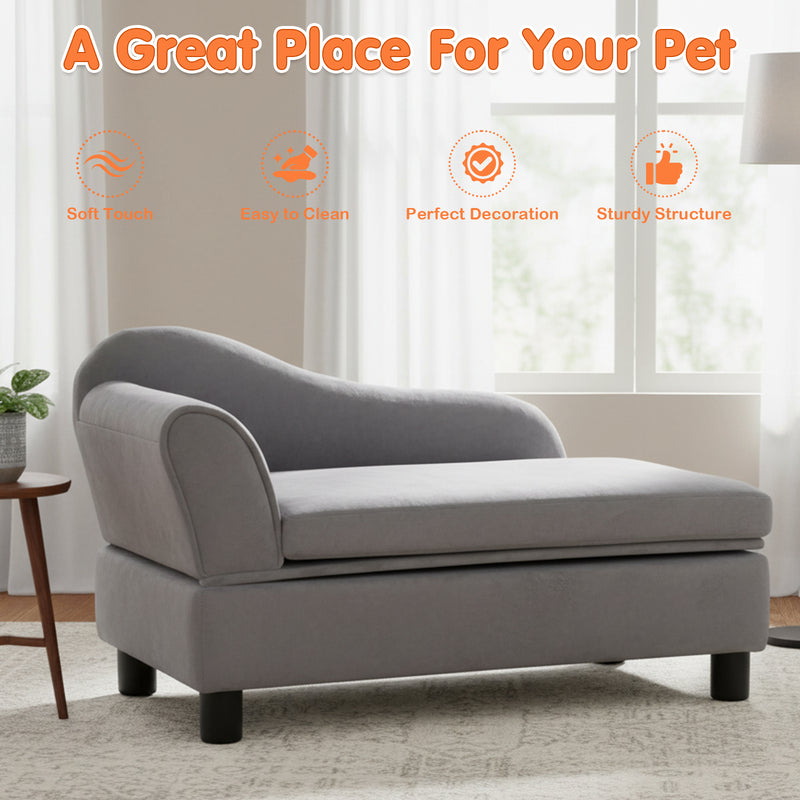 Advwin Small Dog Sofa with Storage & Removable Cushion