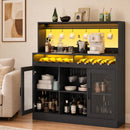 Advwin Wine Bar Cabinet w/ LED Lights & Power Outlets
