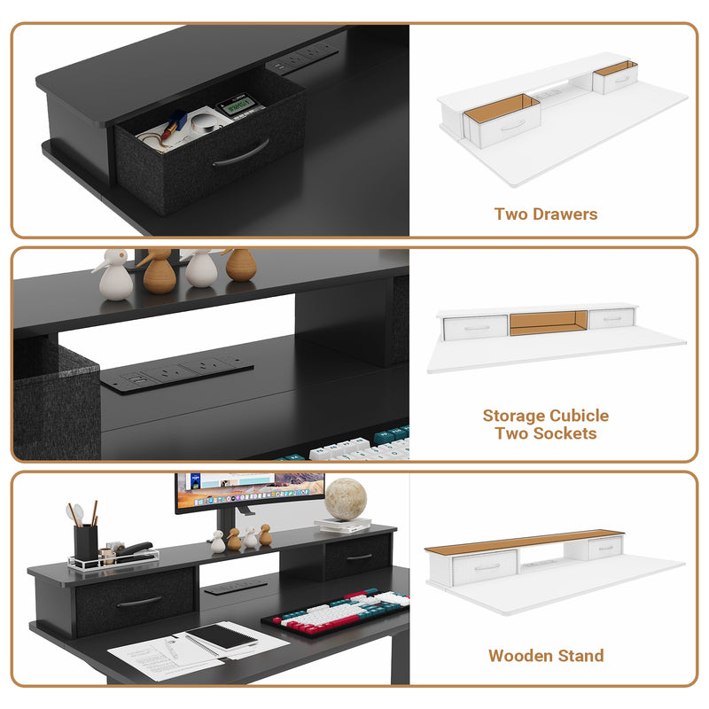 Advwin Electric Standing Desk with Monitor Stand Black