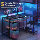 Advwin L Shaped Reversible Computer Desk with LED Lights
