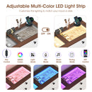 Advwin 8 Drawers Dresser with LED Lights & Glass Top
