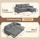 Advwin L Shaped Sectional Sofa Bed w/ Storage Chaise