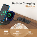 Advwin Farmhouse Bedside Table w/ Charging Station & LED