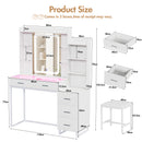 Advwin Dressing Table Set with Glass Desktop LED Light