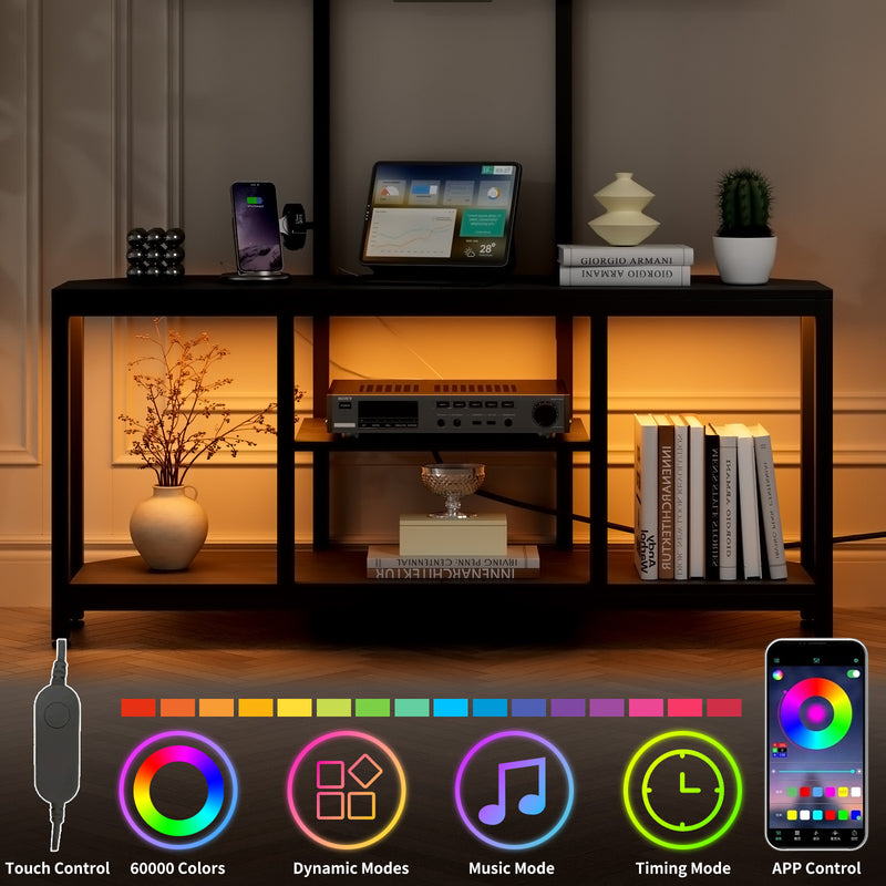 Advwin TV Stand with Built-in Mount & LED Lights 115cm