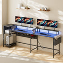 Advwin 150cm L Shaped Computer Desk w/ LED Lights