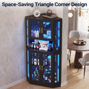 Advwin Corner Bar Cabinet with LED & Wine Glass Rack