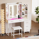 Advwin Dressing Table Set with Glass Desktop LED Light