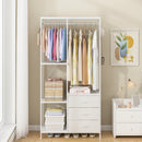 Advwin Clothes Rack with Fabric Dresser Drawers White