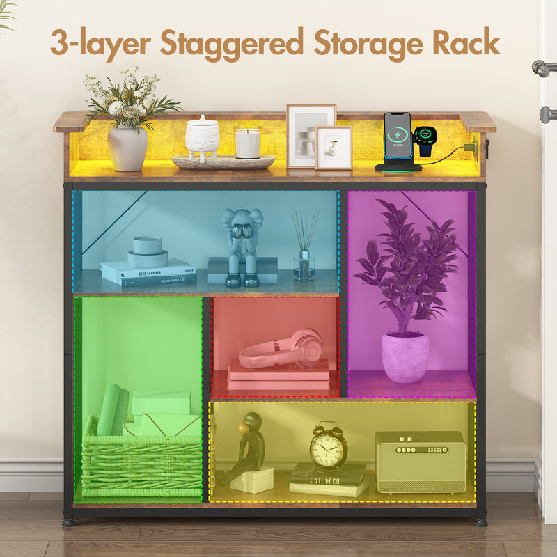 Advwin Narrow Console Table with and Charging Station