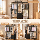 Advwin L-Shaped Portable Closet Rack with 3 Drawers