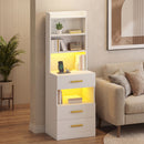 Advwin Tall Bedside Table with Charging Station