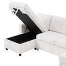 Advwin 253cm U Shaped Chenille Sectional Sofa w/ Pull Out Bed