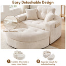 Advwin Oversized Round Chaise Lounge Sofa with Ottoman