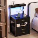 Advwin black bedside table with LED lights