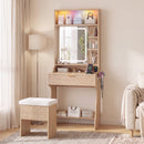 Advwin Flutted Dressing Table Set w/ Lights & Power Hub