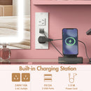 Advwin LED Light Vanity Set with Stool Glass Top Pink