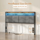 Advwin Storage Headboard Upholstered with Charging Station