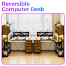 Advwin L Shaped Gaming Desk with LED Lights 148cm