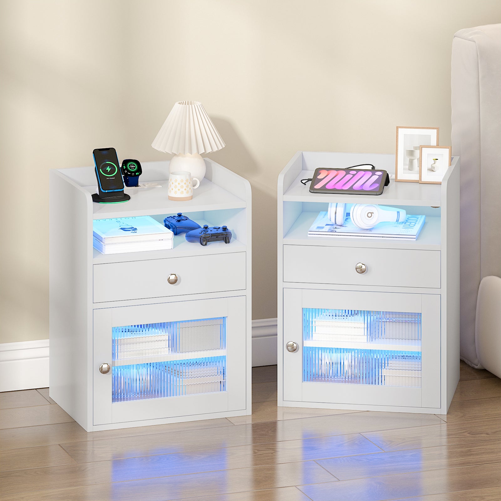 Advwin Bedside Table with Charging Station