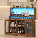Advwin Wine Bar Cabinet w/ LED Lights & Power Outlets