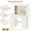 Advwin Makeup Vanity w/ LED Glass Top & Charging Station