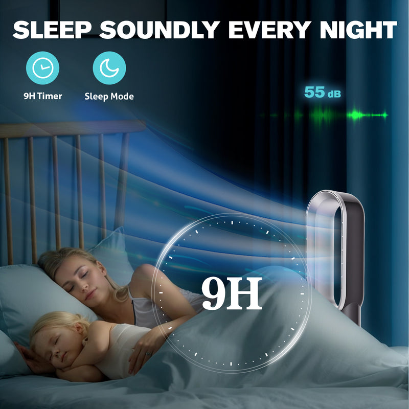 Advwin Bladeless Tower Fan Portable Electric Fan Black