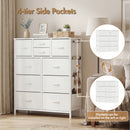 Advwin PU Dresser with 10 Drawers & Side Pockets White