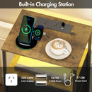 Advwin LED Bedside Table 3 Fabric Drawers 70cm