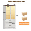 Advwin LED Wardrobe Cabinet w/ Glass Doors & Hanging Rail