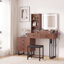 Advwin Walnut Dressing Table Set with Nightstand