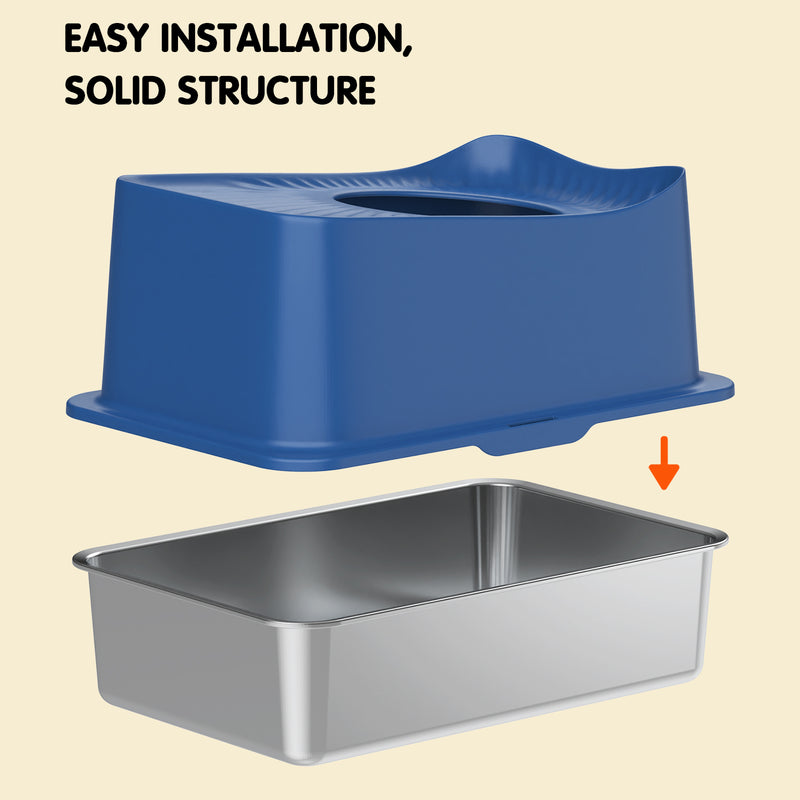 Advwin Stainless Steel Cat Litter Box Large Top Entry