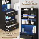 Advwin Tall Bedside Table with Charging Station