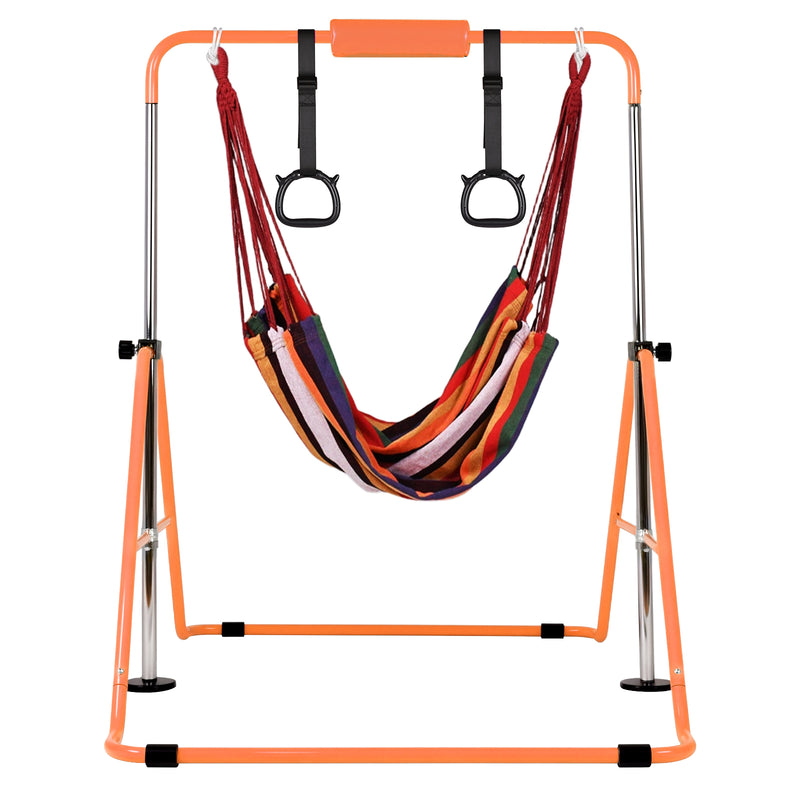 Advwin Kids Gymnastics Bar with Swing & Mat & Rings