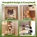 Advwin Large Wooden Cat Enclosure with Wheels & Glass Doors